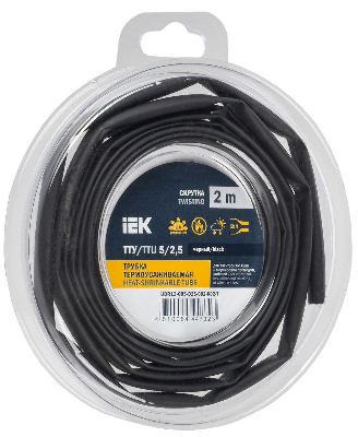 Трубка термоусадочная ТТУ нг-LS 5/2.5 черн. (уп.2м) IEK UDR12-005-D25-002-K02-T