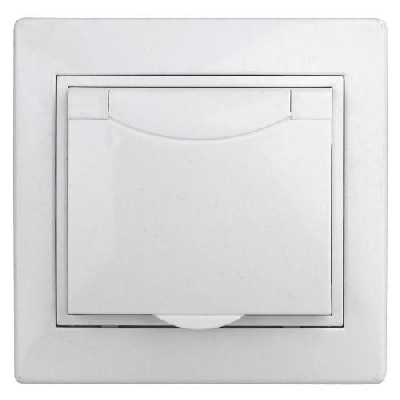 Розетка 1-м СП Plano 1-209-01 16А IP44 250В 2P+E Schuko с заземл. защ. шторки с крышкой бел. Intro Б0048033
