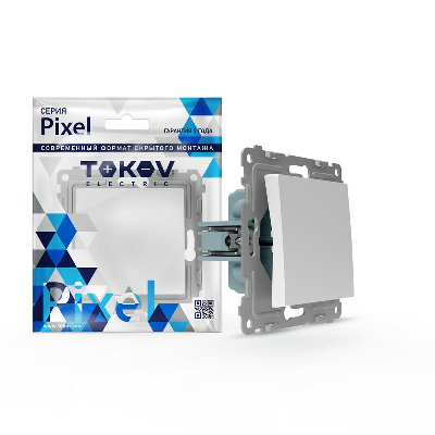 Переключатель 1-кл. СП Pixel IP44 механизм бел. TOKOV ELECTRIC TKE-PX-P1-C01-IP44