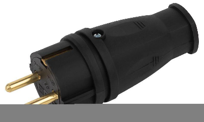 Вилка VX10-B-IP44 16А IP44 прямая с заземл. каучук черн. ЭРА Б0055414