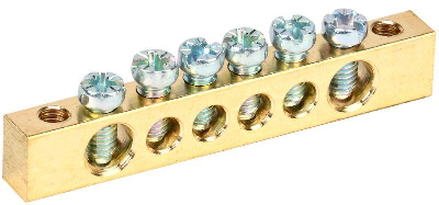 Шина PEN "земля-ноль" 6х9мм 6/2 (6групп/крепеж по краям) IEK YNN11-06-100