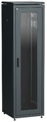 Шкаф сетевой 19дюйм LINEA N 42U 600х800мм стеклянная передняя дверь задняя металлическая черн. ITK LN05-42U68-GM