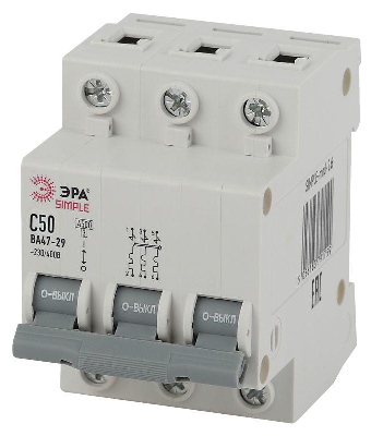 Выключатель автоматический модульный 3п C 50А 4.5кА ВА 47-29 SIMPLE-mod-26 ЭРА Б0039243