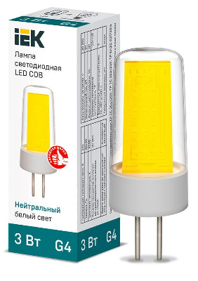 Лампа светодиодная COB 3Вт капсульная 4000К нейтр. бел. G4 230В керамика IEK LLE-COB-3-230-40-G4