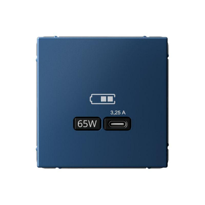 Розетка USB ArtGallery тип C 65Вт QC PD высокоскор. ЗУ механизм аквамарин SE GAL001127