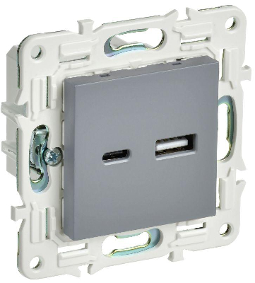 Розетка USB A+C 3.1А SKANDY SK-R14Gr сер. IEK SK-U22-D31-K03