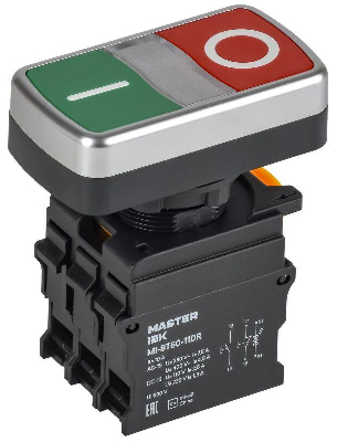 Кнопка "I-O" d22мм 1НО+1НЗ MASTER с подсветкой IEK MI-BT60-11DR-3-11-K51