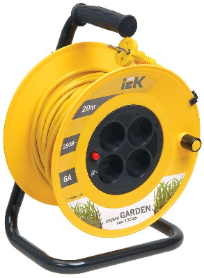 Удлинитель на катушке 4х20м без заземл. 6А IP20 УК20 "Garden" с термозащ. 2х0.75 ИЭК WKP23-06-04-20