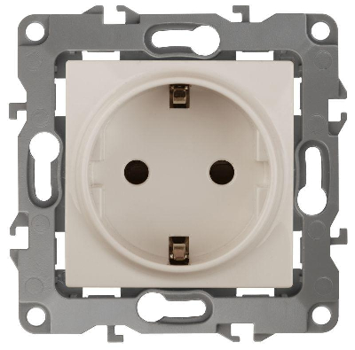 Розетка 1-м СП Эра12 12-2101-02 16А IP20 16AX 250В 2P+E Schuko механизм сл. кость Эра Б0014676