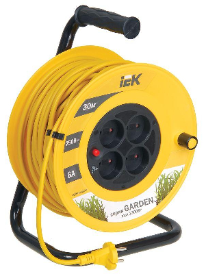 Удлинитель на катушке 4х30м без заземл. 6А IP20 УК30 "Garden" с термозащ. 2х0.75 ИЭК WKP23-06-04-30