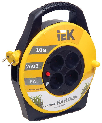 Удлинитель на катушке 4х10м без заземл. 6А IP20 УК10 "Garden" с термозащ. 2х0.75 ИЭК WKP23-06-04-10