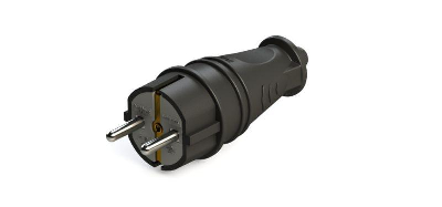 Вилка MultiSet 2К+З 16А/250В IP44 прямая каучуковая черн. SE MST4001BK