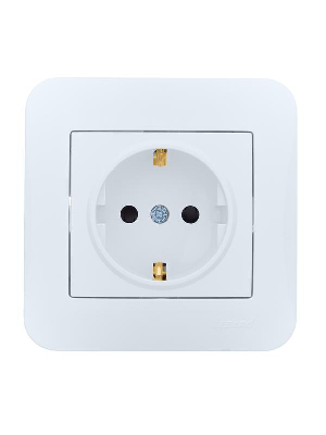 Розетка 1-м СП ASTI 16А IP20 с заземл. защ. шторки термопласт в сборе бел. LEZARD 7081-0202-124B
