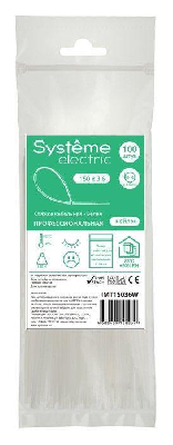 Стяжка кабельная 150х3.6 бел. (уп.100шт) SE IMT15036W